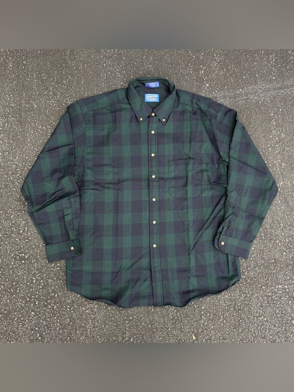 VTG Pendleton Sir Pendleton Button Down Tartan Wool Shirt Size XL Green Preppy